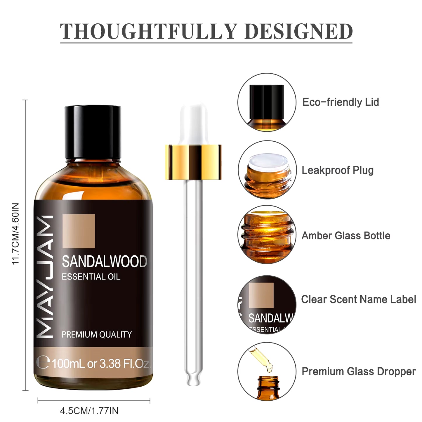 100ML Premium Essential Oil Blend - Sandalwood, Lavender, Eucalyptus & Vanilla for Humidifiers & Candle Burners