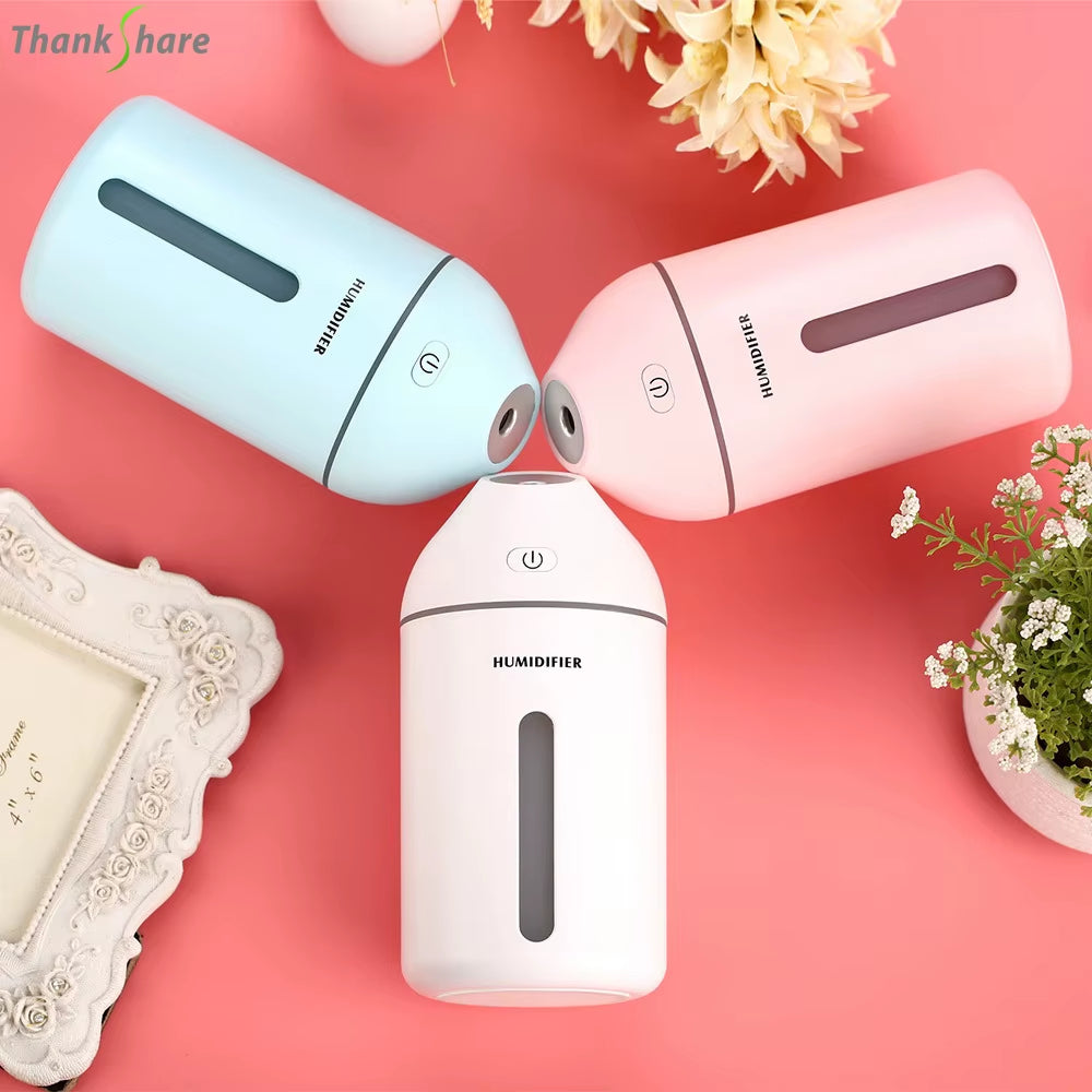 Ultrasonic Aromatherapy Essential Oil Aroma Diffuser Cool Mist USB Car Humidifier with LED Lights 300Ml Air Humidifier for Home