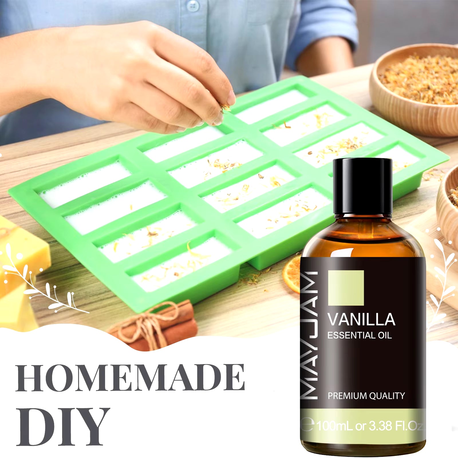 100ML Premium Essential Oil Blend - Sandalwood, Lavender, Eucalyptus & Vanilla for Humidifiers & Candle Burners