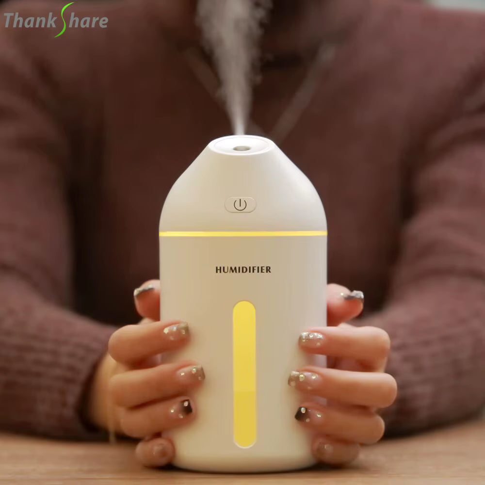 Ultrasonic Aromatherapy Essential Oil Aroma Diffuser Cool Mist USB Car Humidifier with LED Lights 300Ml Air Humidifier for Home