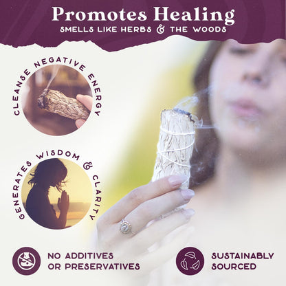 Sage Smudge Kit - (12 Pack) - White Sage Smudge Sticks Incense Kit for Meditation Home Cleansing Aromatherapy and Smudge Rituals