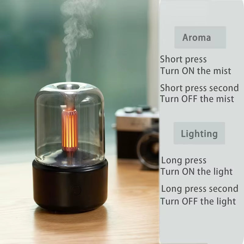120Ml Aromatherapy Humidifier Ultrasonic Humidifier with Creative Candlelight Design USB Air Humidifier for Sleep Aid Home Decor