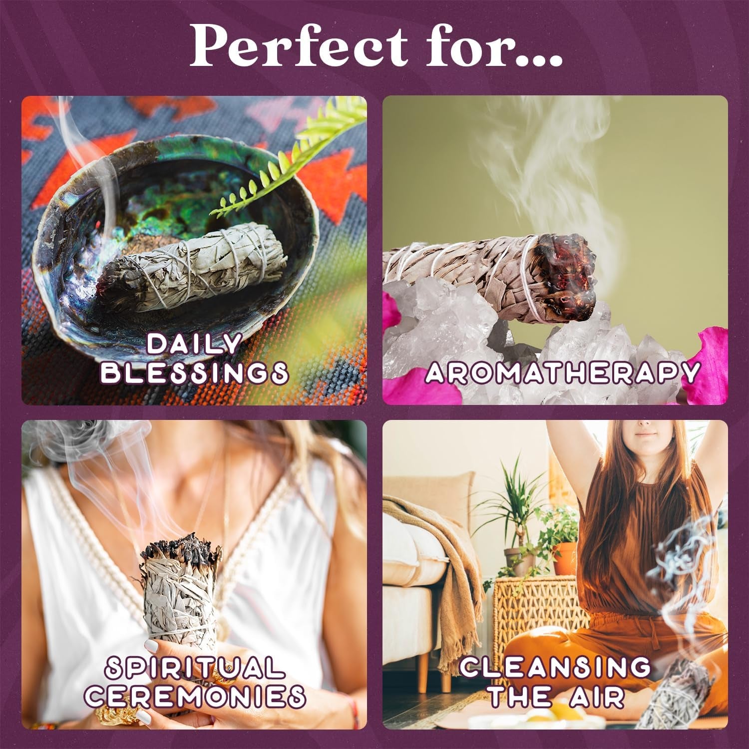 Sage Smudge Kit - (12 Pack) - White Sage Smudge Sticks Incense Kit for Meditation Home Cleansing Aromatherapy and Smudge Rituals
