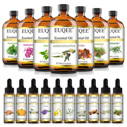 Aromatherapy Essential Oil Set for Diffusers - Bergamot, Eucalyptus, Sandalwood, Cinnamon, and Lavender (10ml/118ml)